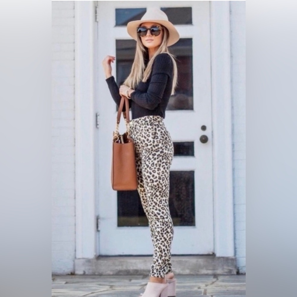 Frame Denim Ali HIgh Rise Cigarette Leopard Animal Print Pants Size 27